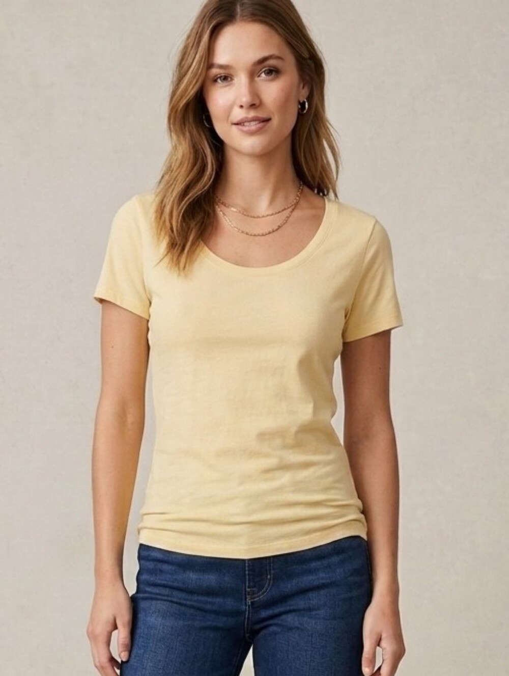 Joie Women's Size Medium Butter Yellow Cotton Modal Blend Scoop Neck T-Shirt